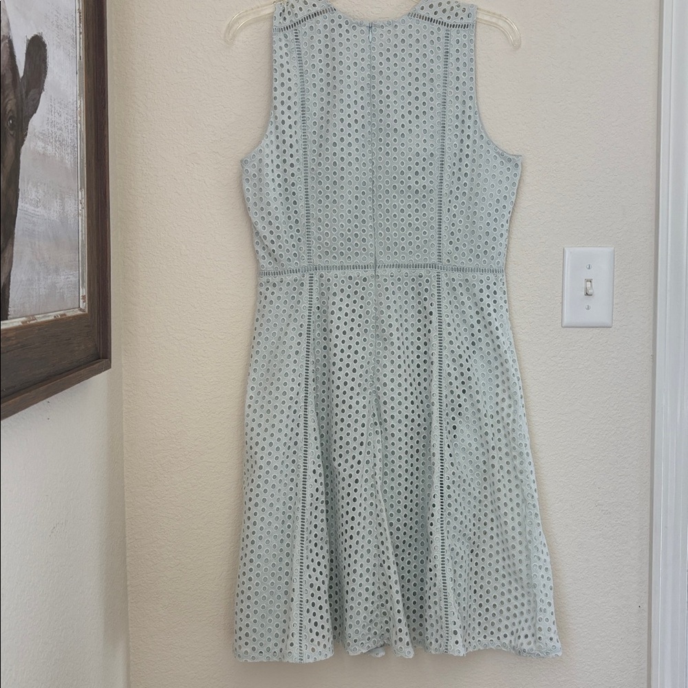 Ann Taylor Light Blue Eyelet Mini Dress Size 8 - Picture 3 of 7